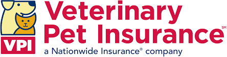 A red and white logo for veterinary direct insurance.